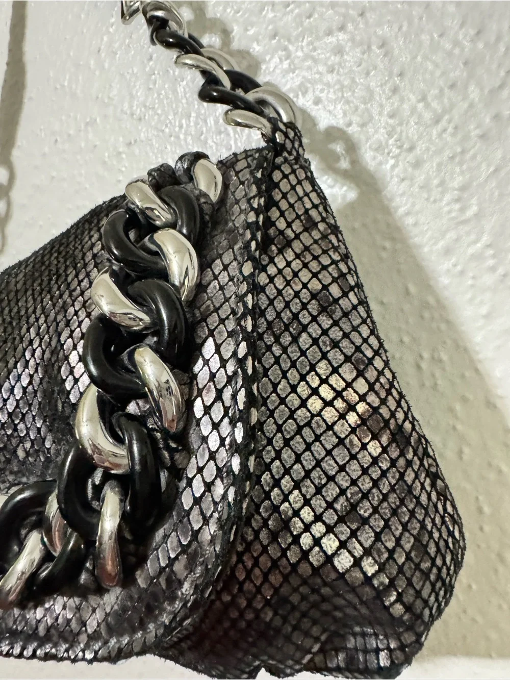 Michael Kors Metallic Black Chain Shoulder Bag